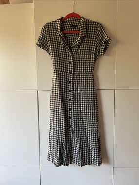 Quince Classic Black & White Gingham Button-Front Dress
